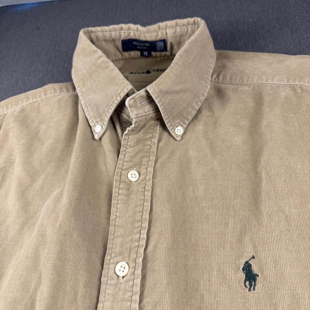 Polo Ralph Lauren The Blaire Corduroy Shirt Mens Medium Tan Khaki Button Down